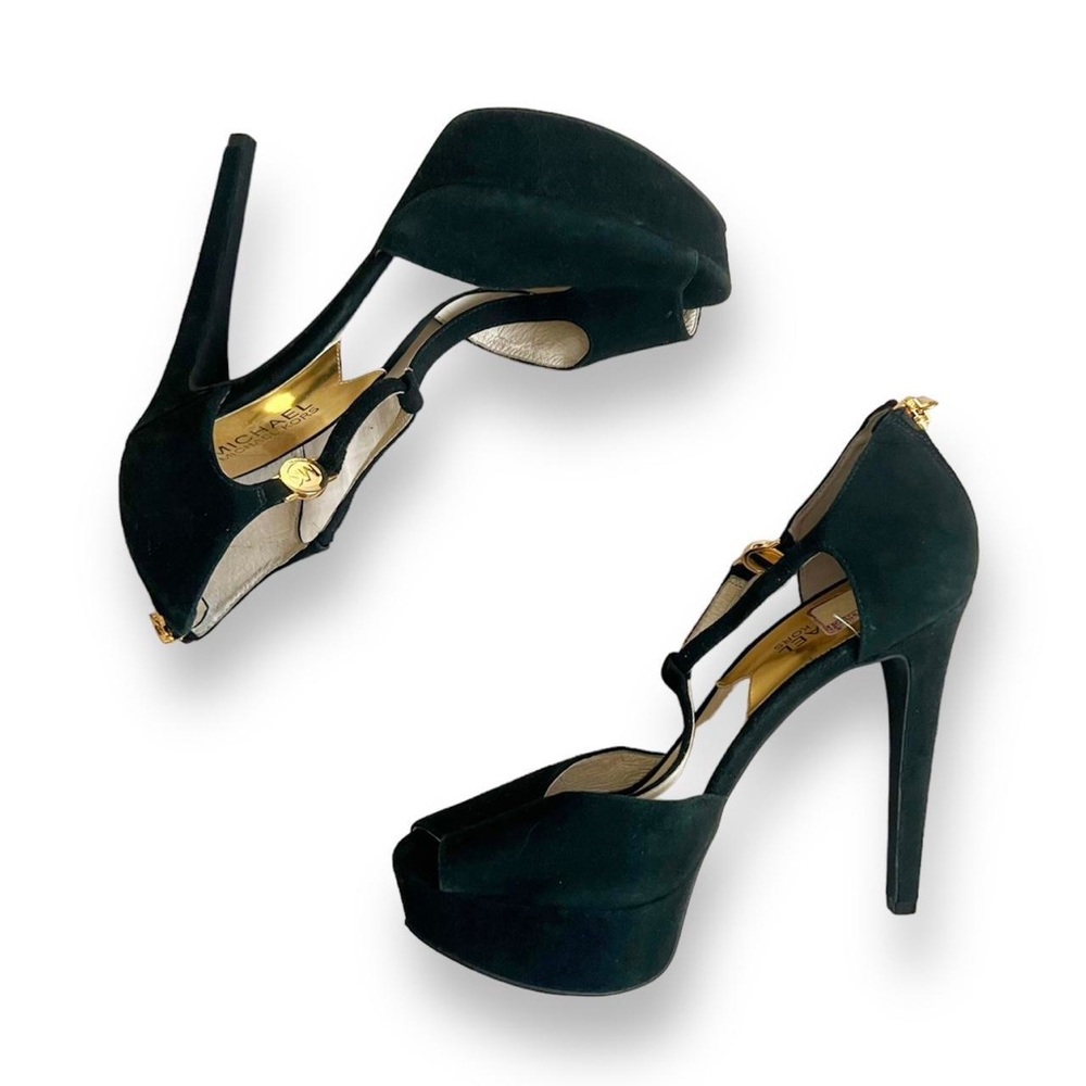Black suede Michael Kors platform pumps